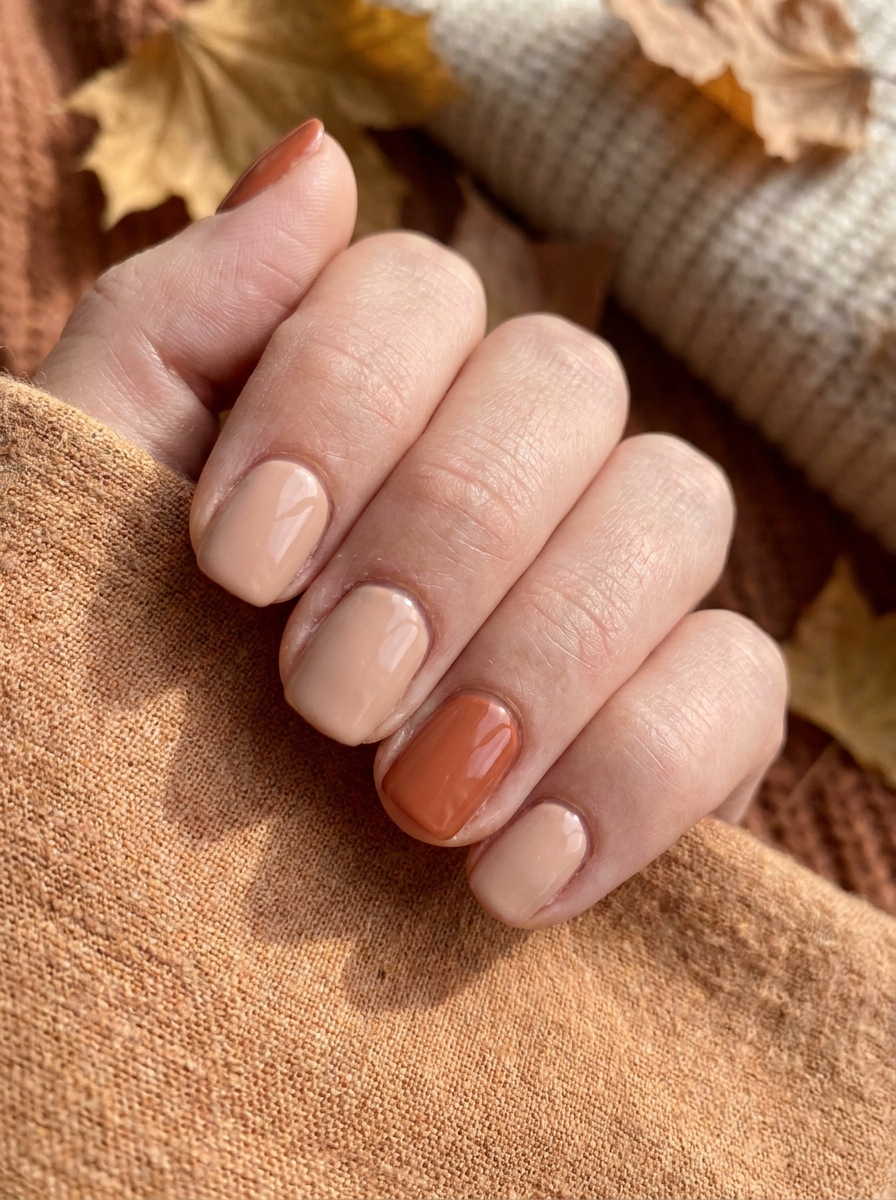 Creamy Latte Nails auf kurzen gepflegten Nägeln im Herbst 2026